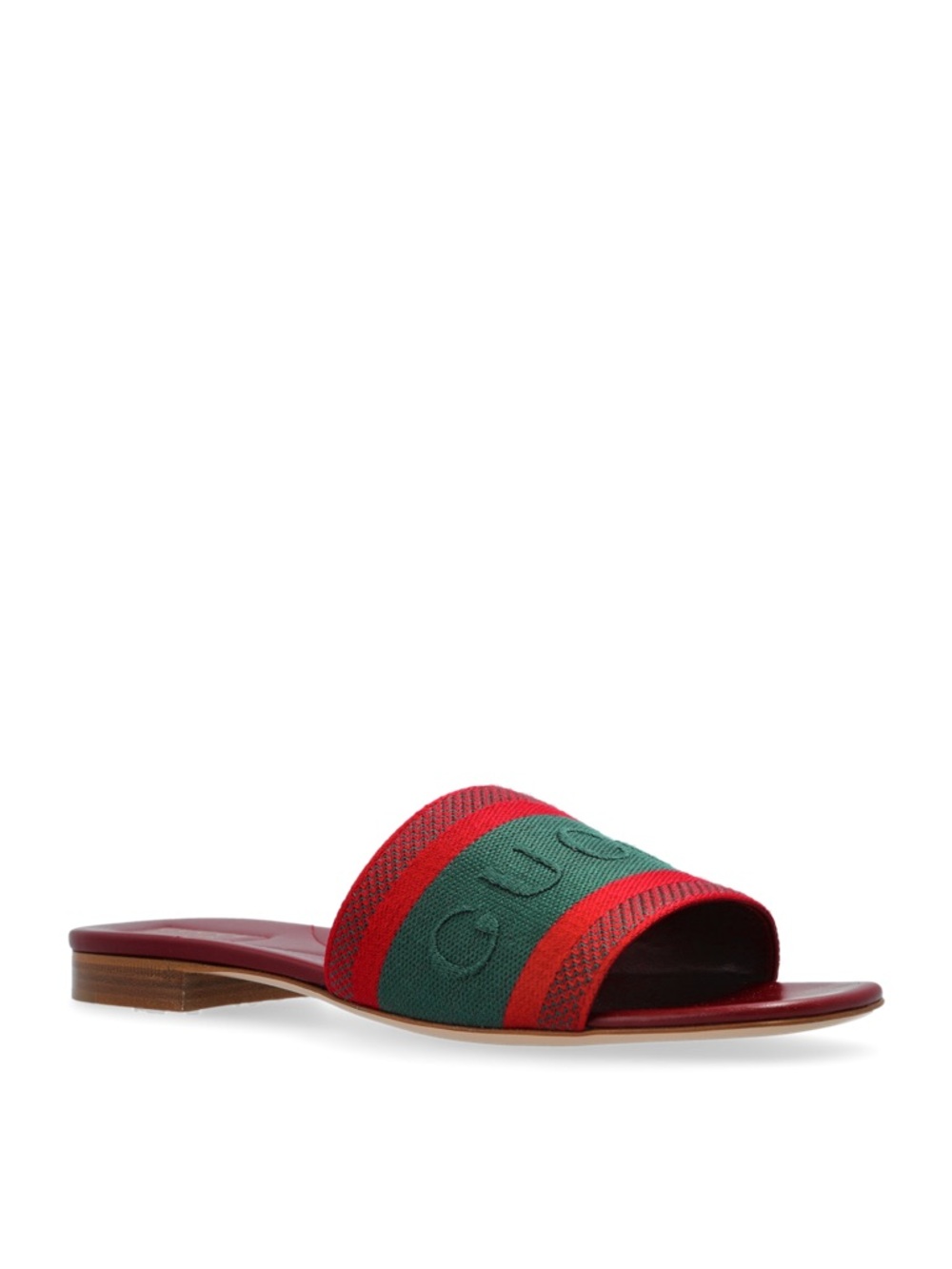 Gucci Burgundy Slides with Red and Green Web Stripe - Picture 8 of 13